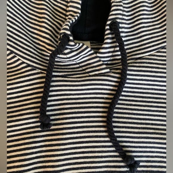 Enza hooded sweatshirt with pull string striped White and Navy Size L (Large) - Picture 2 of 10